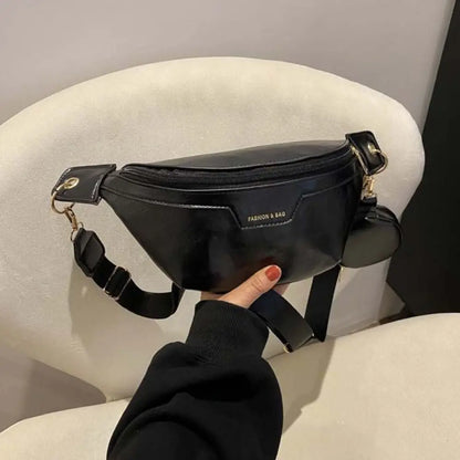 Portable Fanny Packs PU Chest Bag With Coin Purse Korean Style Banana Bag Half Moon Bag Large Capcity Running Waist Bag Men