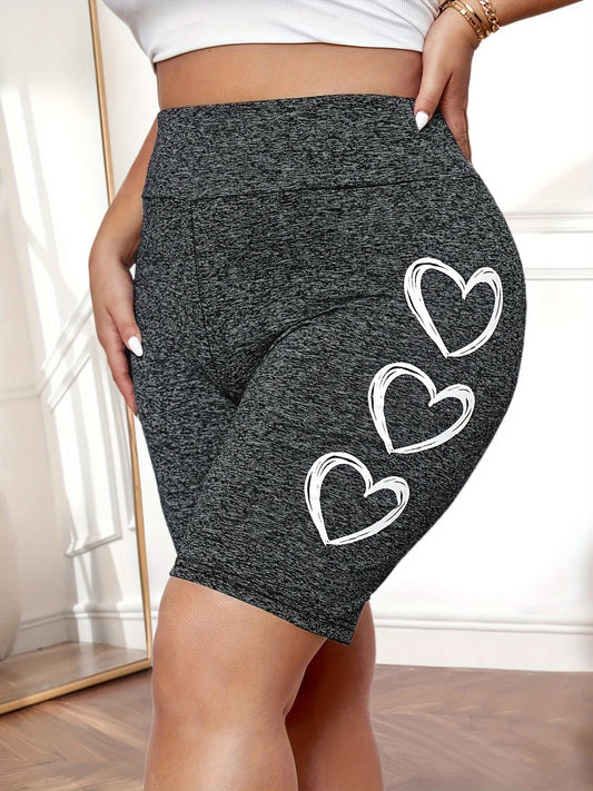 Plus size women's printed tight sports shorts, women's loose and personalized printed new style