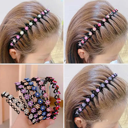 New Non-slip Rhinestone Headbands Solid Wave Hairbands for Women Girls Bezel Fashion Hair Hoop Ladies Boutique Hair Accessories Badiee Stylez