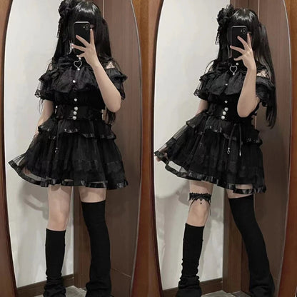 Japanese Kawaii Lolita Lace Patchwork Blouses Summer Women Harajuku Single Breasted Sweet Shirts Summer Girly JK Bow Tops Blusas Badiee Stylez