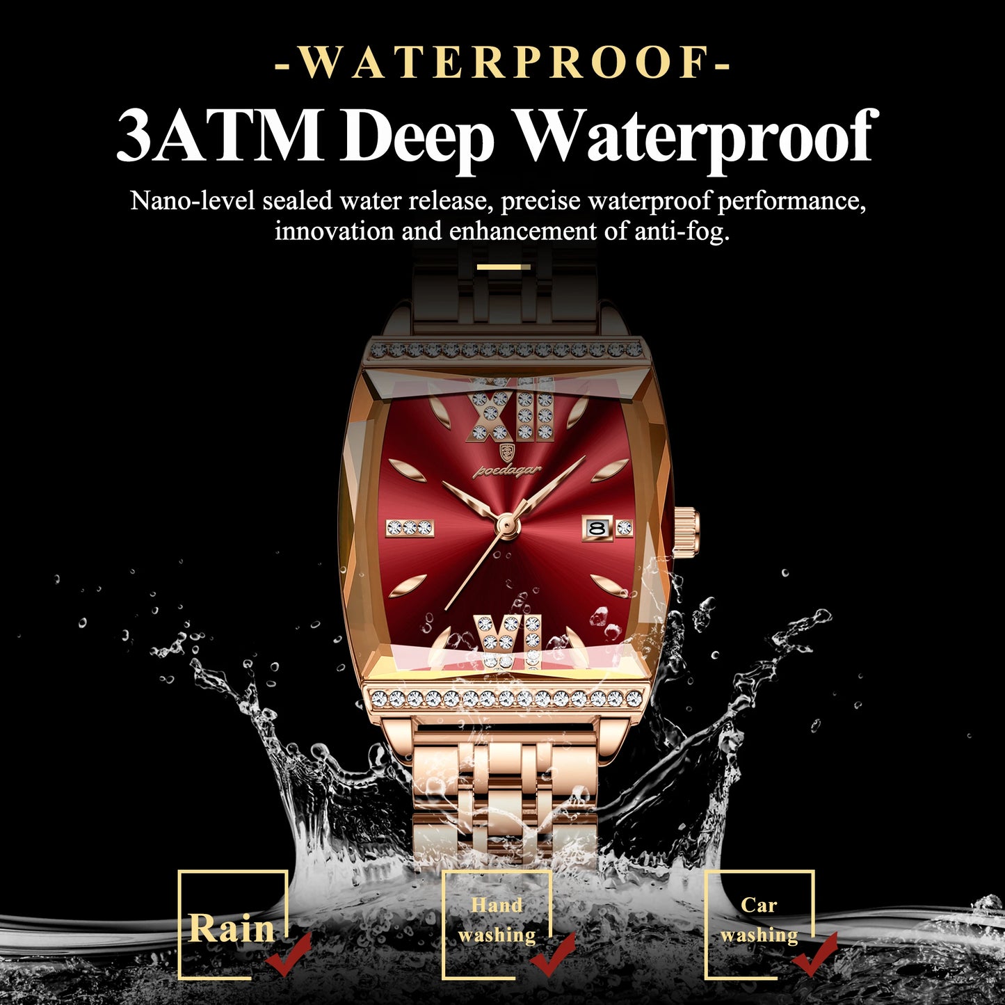 POEDAGAR Diamond Luxury Watch For Woman High Quality Waterproof Date Ladies Quartz Watch Stainless Steel Women Watches Reloj+Box