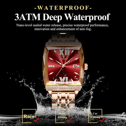 POEDAGAR Diamond Luxury Watch For Woman High Quality Waterproof Date Ladies Quartz Watch Stainless Steel Women Watches Reloj+Box