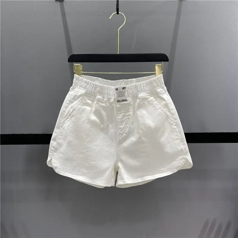 Fashionable Summer 300kg Candy Color Labeled Elastic Waist Casual Shorts Women's Loose Fit A- line Bell Bottoms