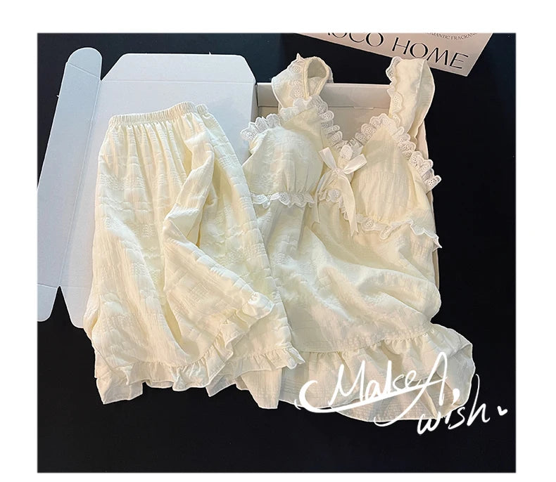 Summer Sexy Strap Spwear Women's ort Pants Loose Fit Home Clothes Set with Chest Pad 2024 New Tread Cotton Thin Woven