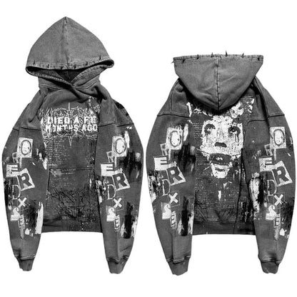 Overdxse Devil Horn Hoodie Gothic Street Clothing Oversized Pullover Unique Horn Design Avant-garde Fashion Limited Edition C003