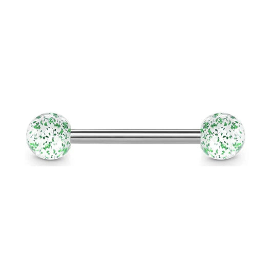 1PCS/4PCS Green Blue Acrylic Balls Tongue Barbell Splatter 316L Stainless Steel Bar Tongue Rings Piercing Badiee Stylez