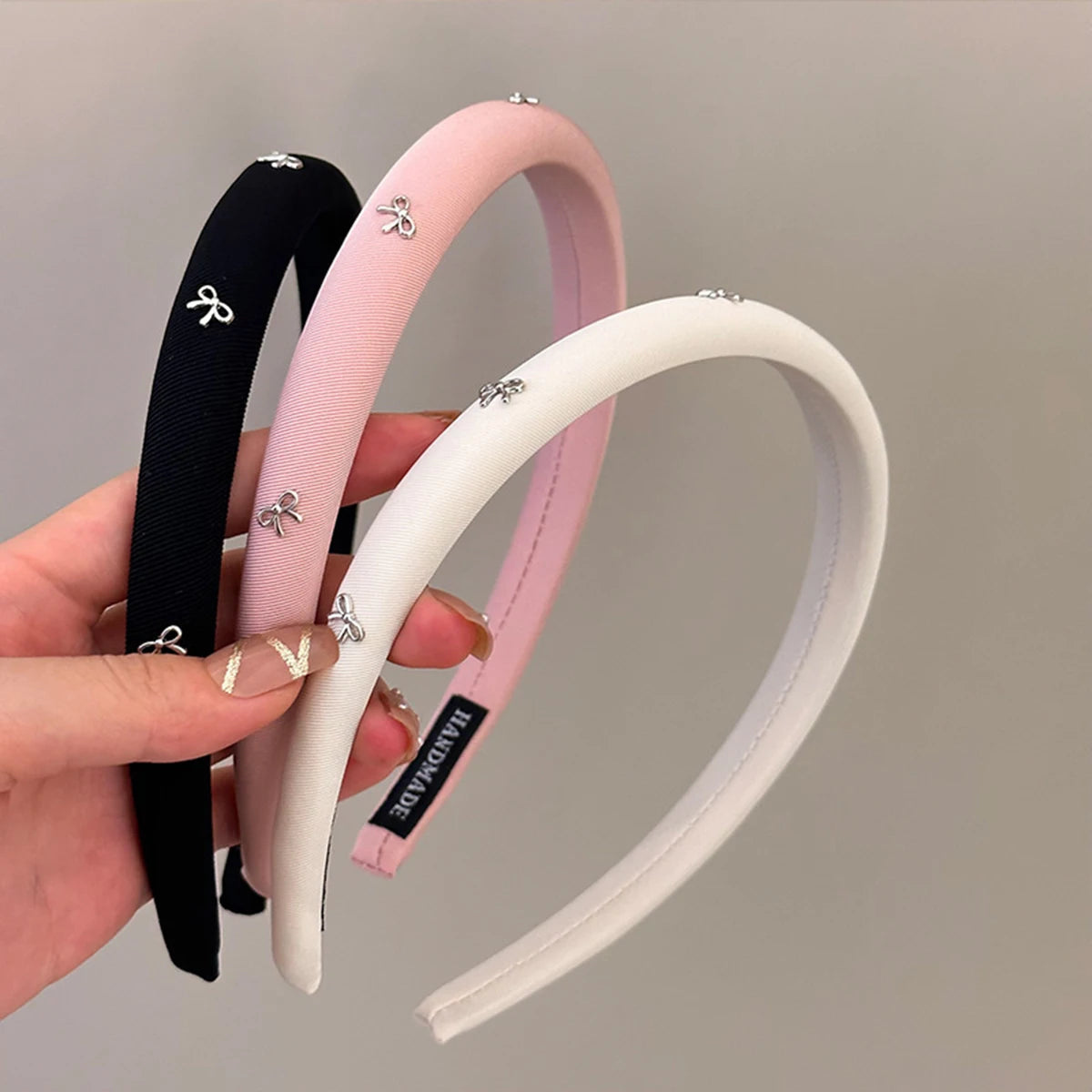 1pc/3pcs butterfly tie headband simple solid color fabric sponge head buckle headband accessory