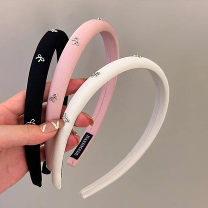 1pc/3pcs butterfly tie headband simple solid color fabric sponge head buckle headband accessory