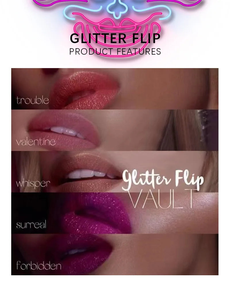 3pcs Glitter Lipstick Set Waterproof Sexy Blue Purple Black Lip Gloss Shiny Lip Tint Halloween Lip Makeup Tool Korean Cosmetics