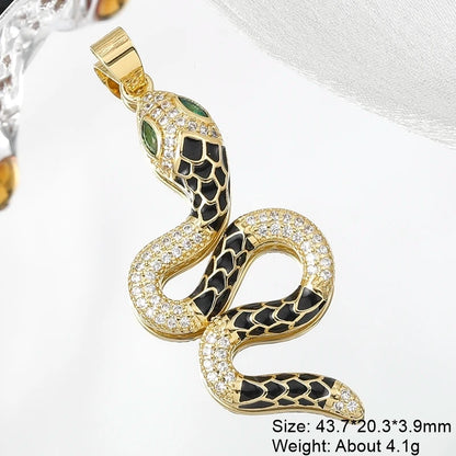 Juya Handmade Luxury Rainbow Zirconia 18K Gold Plated Decoration Snake Charms For DIY Fashion Talisman Jewelry Making Supplies Gold 5 CHINA