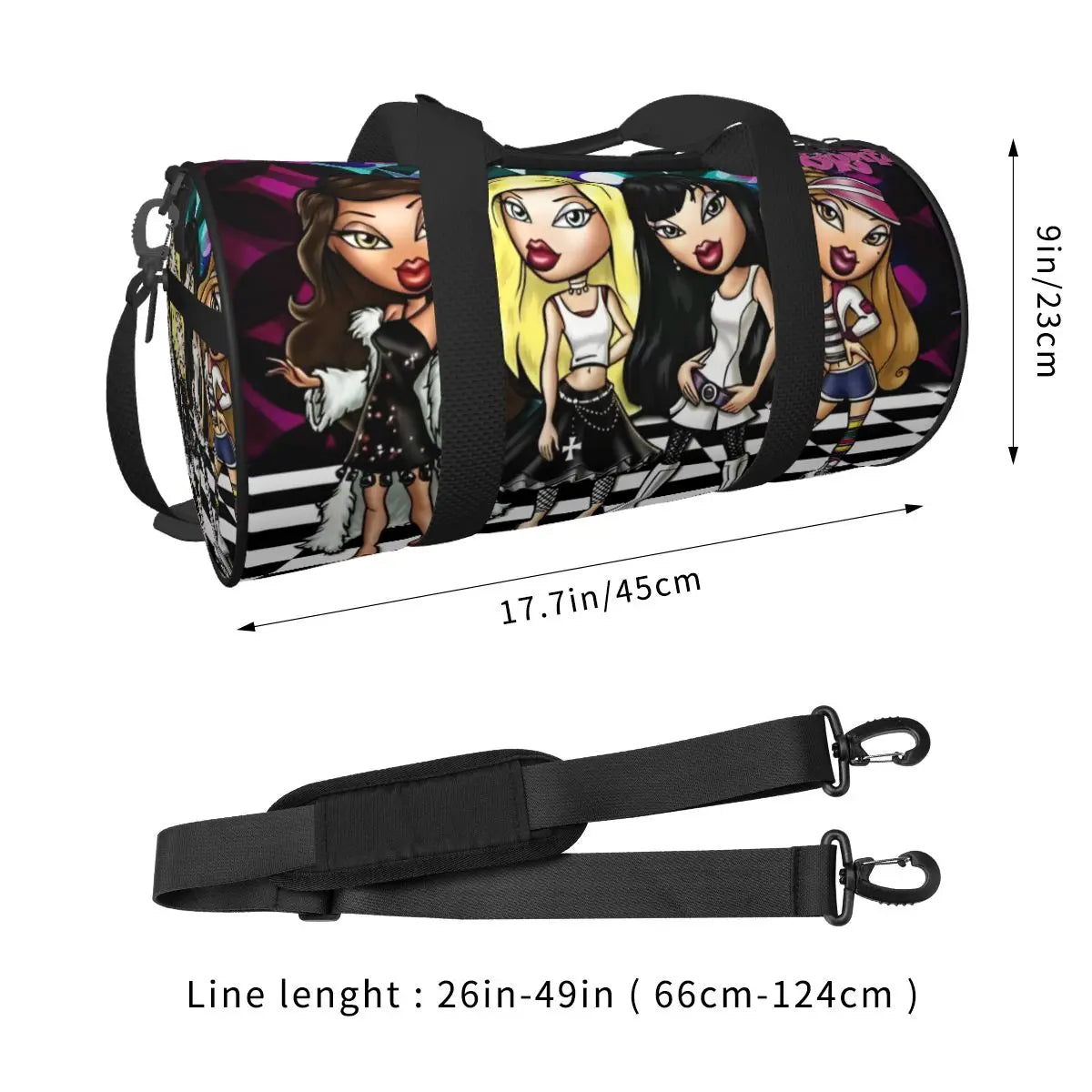 Bratz Glitter Sparkle Gym Bag Weekend Sports Bags Gym Accessories Travel Pattern Handbag Retro Fitness Bag For Male Female Badiee Stylez