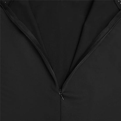 RLMABABY Elegant Splice Ruched Women Black Gown Long Bodycon Dress Pearl Stand Collar Sleeveless Club Party Sheath Maxi Dress