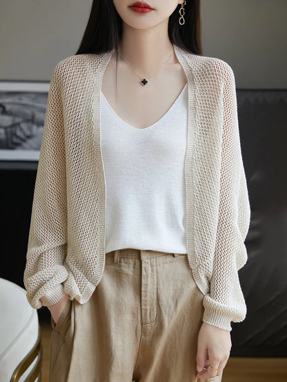 2025 New Hollow Out Loose Knit Cardigan Women Openwork Linen Shawl Summer Kimono Style Unique Cape Shawl Sweater Shrug Top