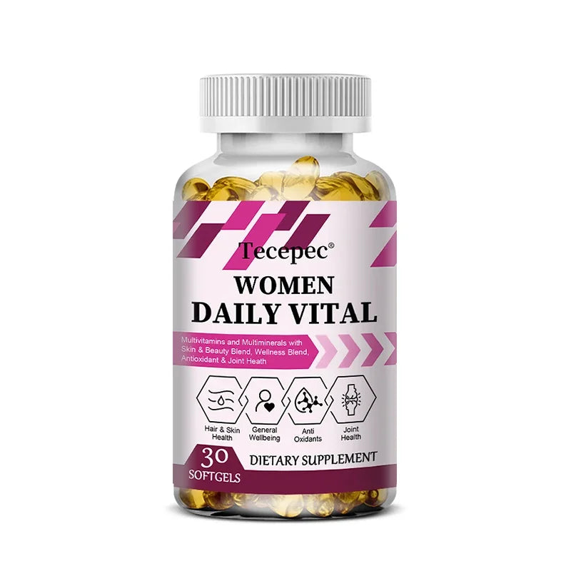 Women's Multivitamin Capsules, Repair Skin, Promote Liver Health, Improve Anemia and Vitamin Deficiency, Boost Energy 30 count-1 bottle