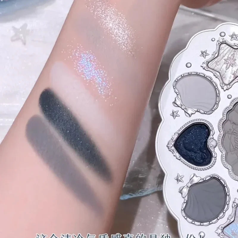 FlowerKnows Shell's Jewel Series Eyeshadow Palette 6Color Matte Shimmer Glitter Eye Makeup Embossing Cosmetics Beauty Eye Shadow