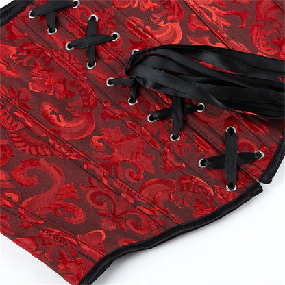 Blue Jacquard Corset Sexy Shoulder Straps Overbust Bustiers Crop Top Lace Up Brocade Vest Lingerie Gothic For Women Outfit