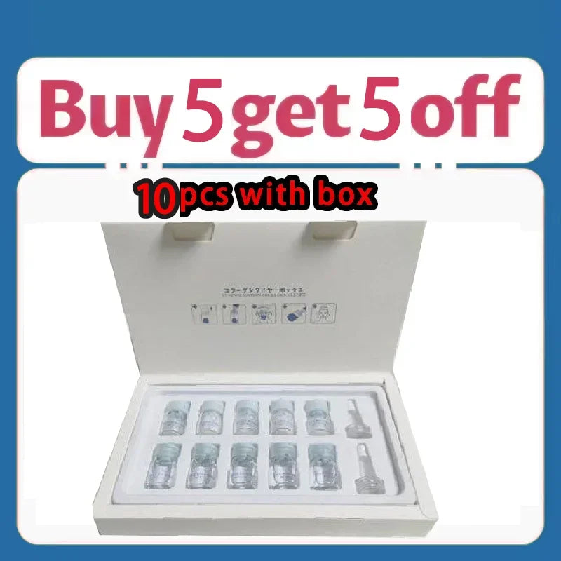 Korea Facial Hydrolyzed Silk Protein Collagen Thread Ball Serum Moisturiz Hydration Lifting Firm Fine lines Essence SkinCare 10bottle(with box)