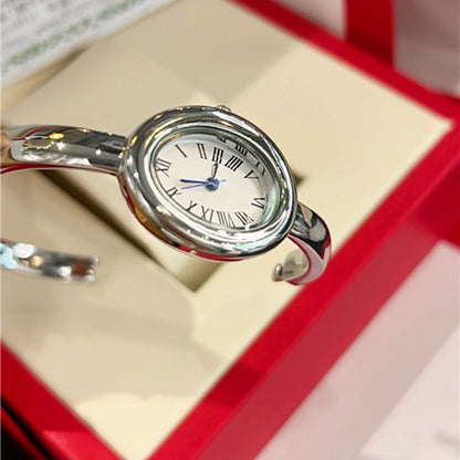 Fashion Brand Wrist Watches Woman Girl Oval Diamond Crystal Bracelet Style Quartz Steel Metal Band Luxury Clock CA192 A Silver white