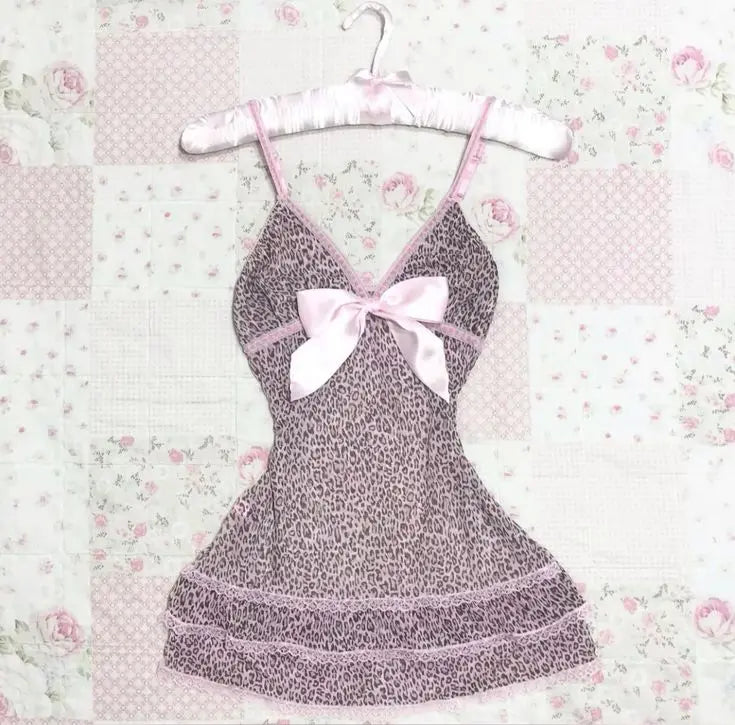 Sweet Korean Aesthetic Y2K Women Dress Classic Halter Bow Girl Tide Cute Sundress Casual Harajuku Vintage Slim Chic Frock Mini Pink