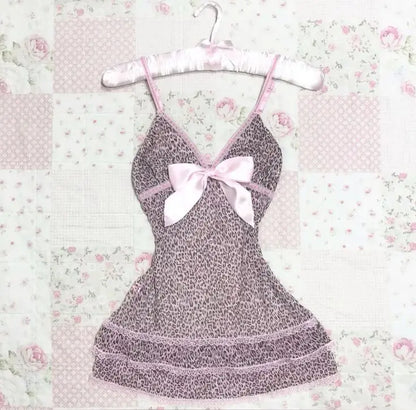 Sweet Korean Aesthetic Y2K Women Dress Classic Halter Bow Girl Tide Cute Sundress Casual Harajuku Vintage Slim Chic Frock Mini Pink