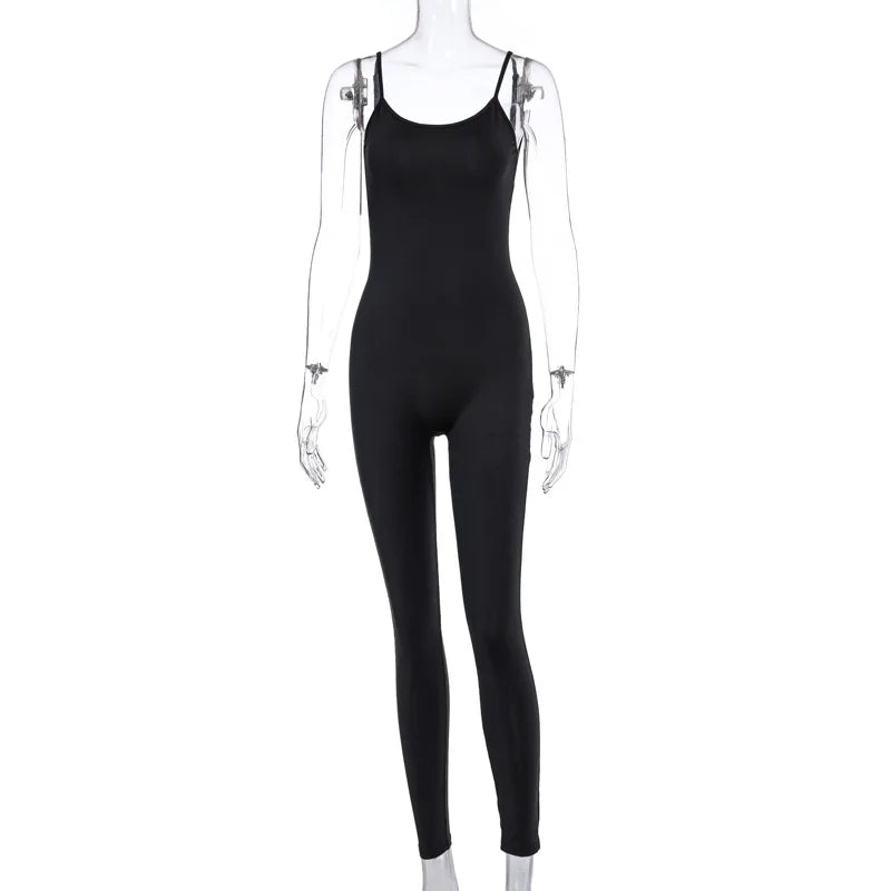 Dulzura Solid Bodycon Strap Jumpsuit For Women Bodycon Sexy Streetwear Fall Winter Skinny Rompers Sportswear Wholesale Items