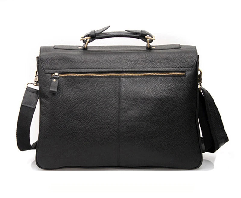 FANCODI Genuine Leather Briefcase men Business Bag Male Portfolio Attache Case Leather 15.6" Laptop Bag Office tote Handbag big