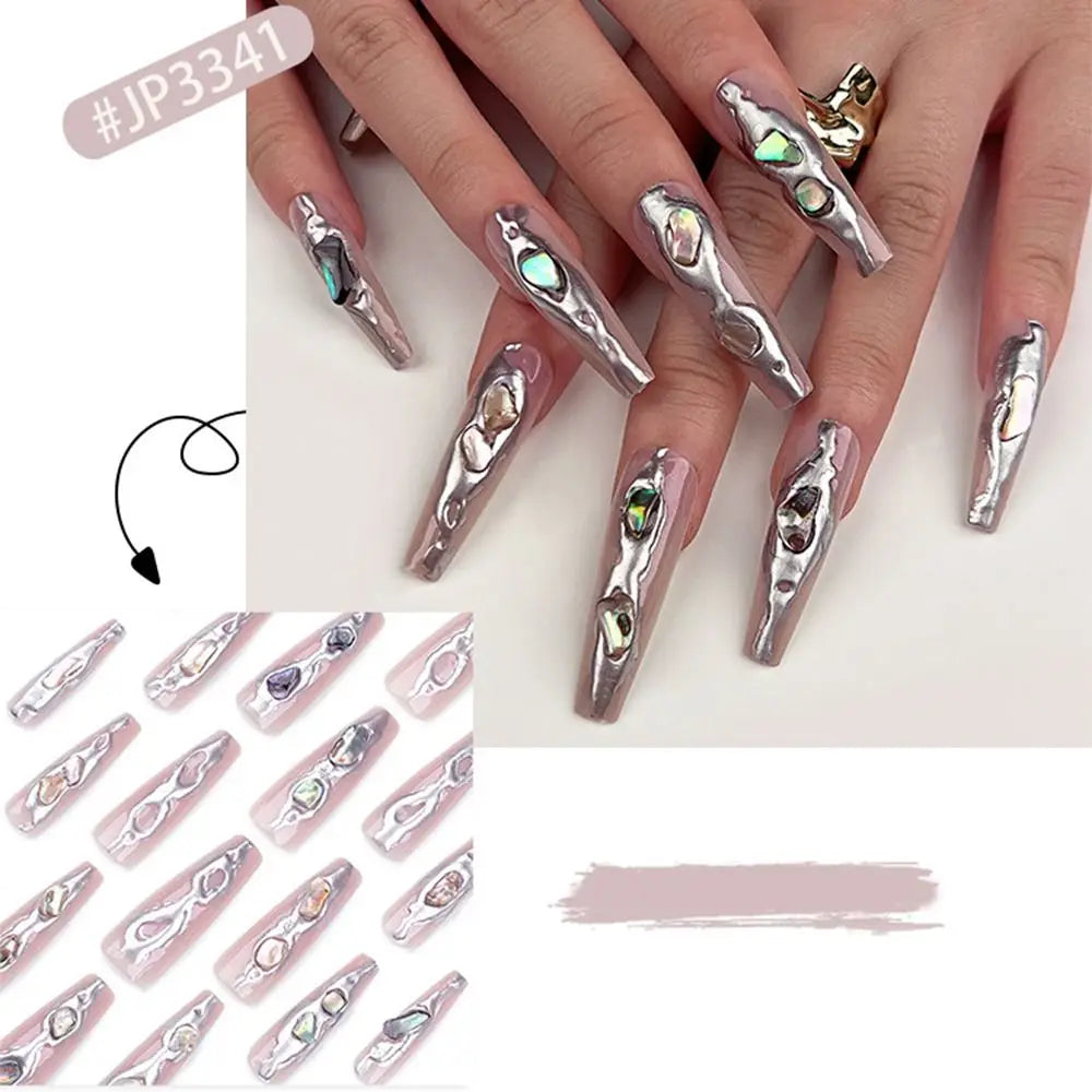 24pcs Manicure Long Almond False Nails Stiletto Ballerina Fake Nials Detachable Halloween Bat French Nail Tips DIY