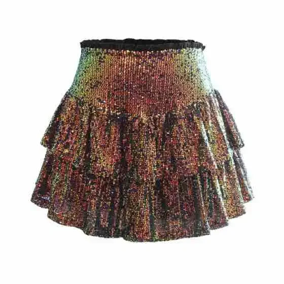 2024 African Party Evening Clothes for Women Spring Summer Sexy High Waist Sequin Mini Pleated Skirts Dashiki Africa Clothing