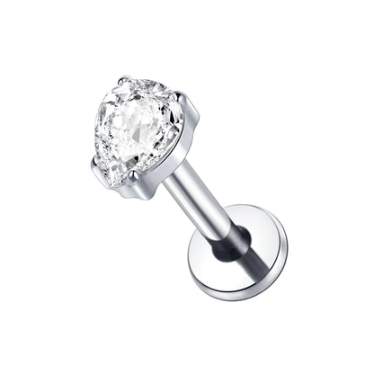 1PC Titanium Zircon Star Flower Labret Piercing for Women Cartilage Tragus Daith Helix Stud Earring Body Jewelry TP135-1 1.2x8mm