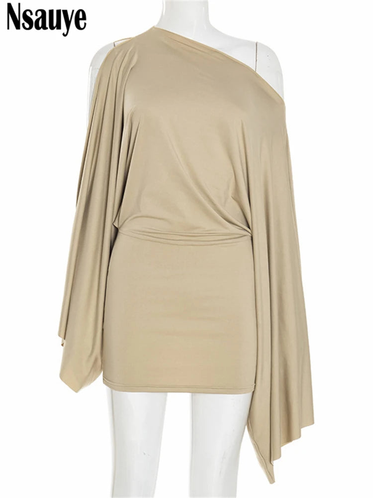 Nsauye Y2K Women Sexy High Street Fashion Mini Wrap Night Club Long Sleeve Dress Hollow Out Casual Evening Party Dress 2025