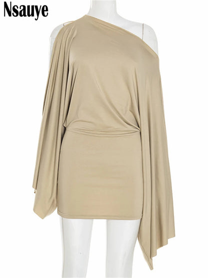 Nsauye Y2K Women Sexy High Street Fashion Mini Wrap Night Club Long Sleeve Dress Hollow Out Casual Evening Party Dress 2025