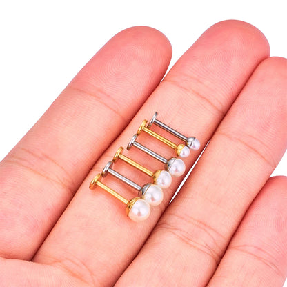 ASTM F136 Titanium 16G Bowl shaped Pearl Earring Helix Tragus Cartilage Stud Earlobe Lip Piercing Jewelry