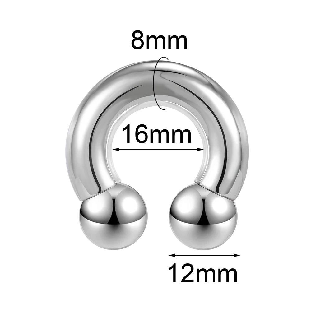 ASTM F136 Titanium PIERC Hinged Segment Hoop Earrings Large size Nose Rings 10G-6G 2.5mm-4mm Seamless Labret Lip Body Piercing 8.0x16x12x12mm