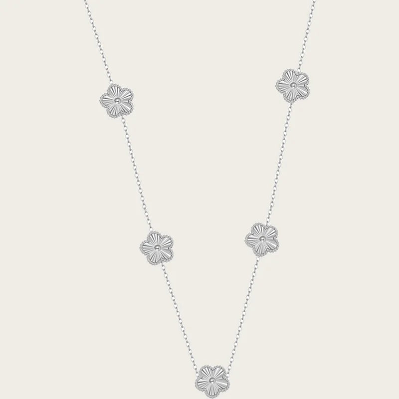 Stainless Steel Sets Earrings Necklace Bracelet Christmas Birthday Gifts Gold Plated Women's Double Sided Flower Elegant Fashion