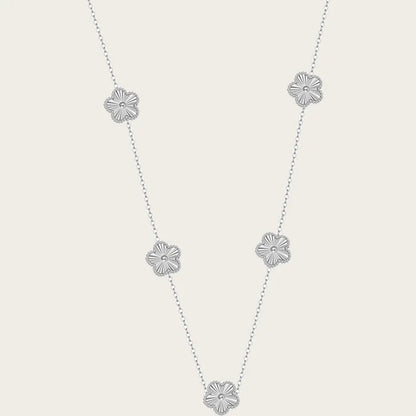 Stainless Steel Sets Earrings Necklace Bracelet Christmas Birthday Gifts Gold Plated Women's Double Sided Flower Elegant Fashion