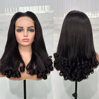 12A Double Drawn Spring Egg Curly Virgin Human Hair Wigs 5x5 HD Lace Glueless Wear And Go Bouncy Funmi Curly Lace Frontal Wigs