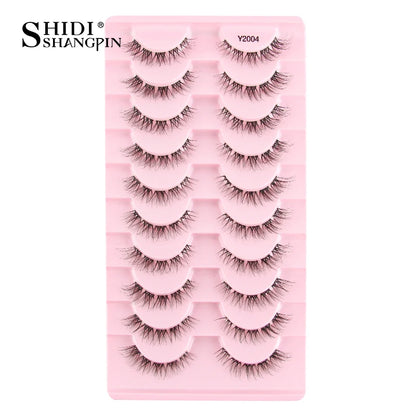 SHIDISHANGPIN 5/10Pairs False Lashes Cat Eye Eyelashes Eyelash Extension 3D Mink Half Lashes Natural Makeup faux Cils maquiagem 10 Pairs Y2004