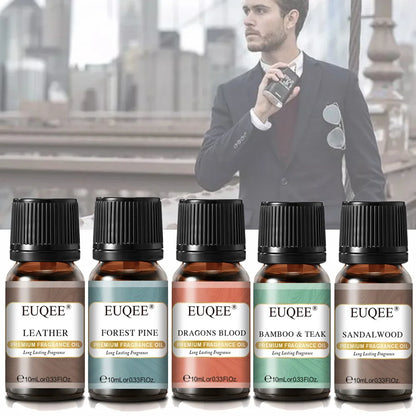 EUQEE 10ML Men's Fragrance Oil For Car Diffuser,Making Candle Leather Forest Pine Coffee Cake Cedarwood Bay Rum 1pcs/3pcs/6pcs - Badiee Stylez