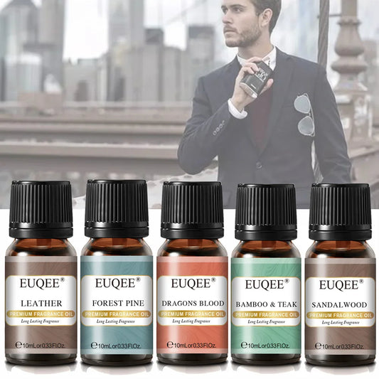 EUQEE 10ML Men's Fragrance Oil For Car Diffuser,Making Candle Leather Forest Pine Coffee Cake Cedarwood Bay Rum 1pcs/3pcs/6pcs - Badiee Stylez