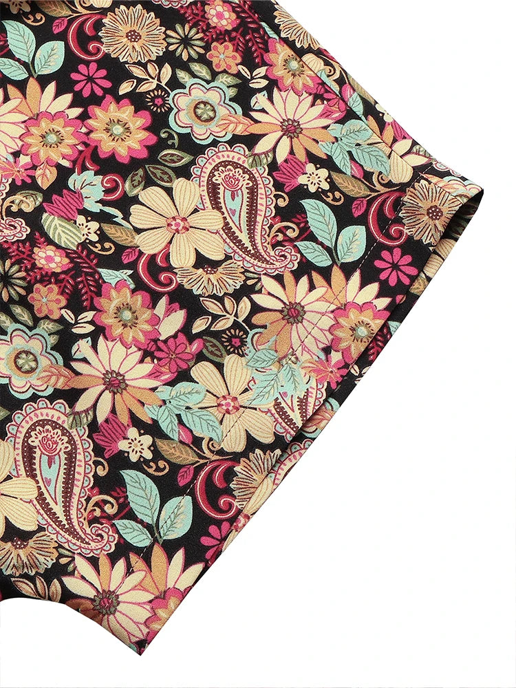 Plus Size 2024 Summer New Women's Floral T Shirt Loose Casual High Neck Summer Best Choice