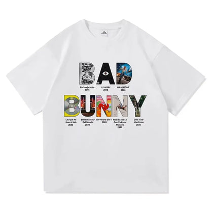 Bad Bunny T-shirts Graphic Harajuku Men women Tshirt Designer Harajuku Unisex Clothing X66-4 white