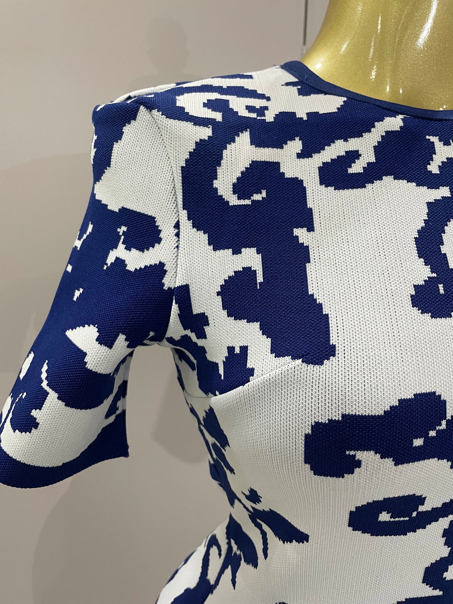 2025 New Sexy Short Sleeve Jacquard Blue Bandage Bodycon Long Dress Women Celebrity Elegant Evening Club Party Luxury Dresses