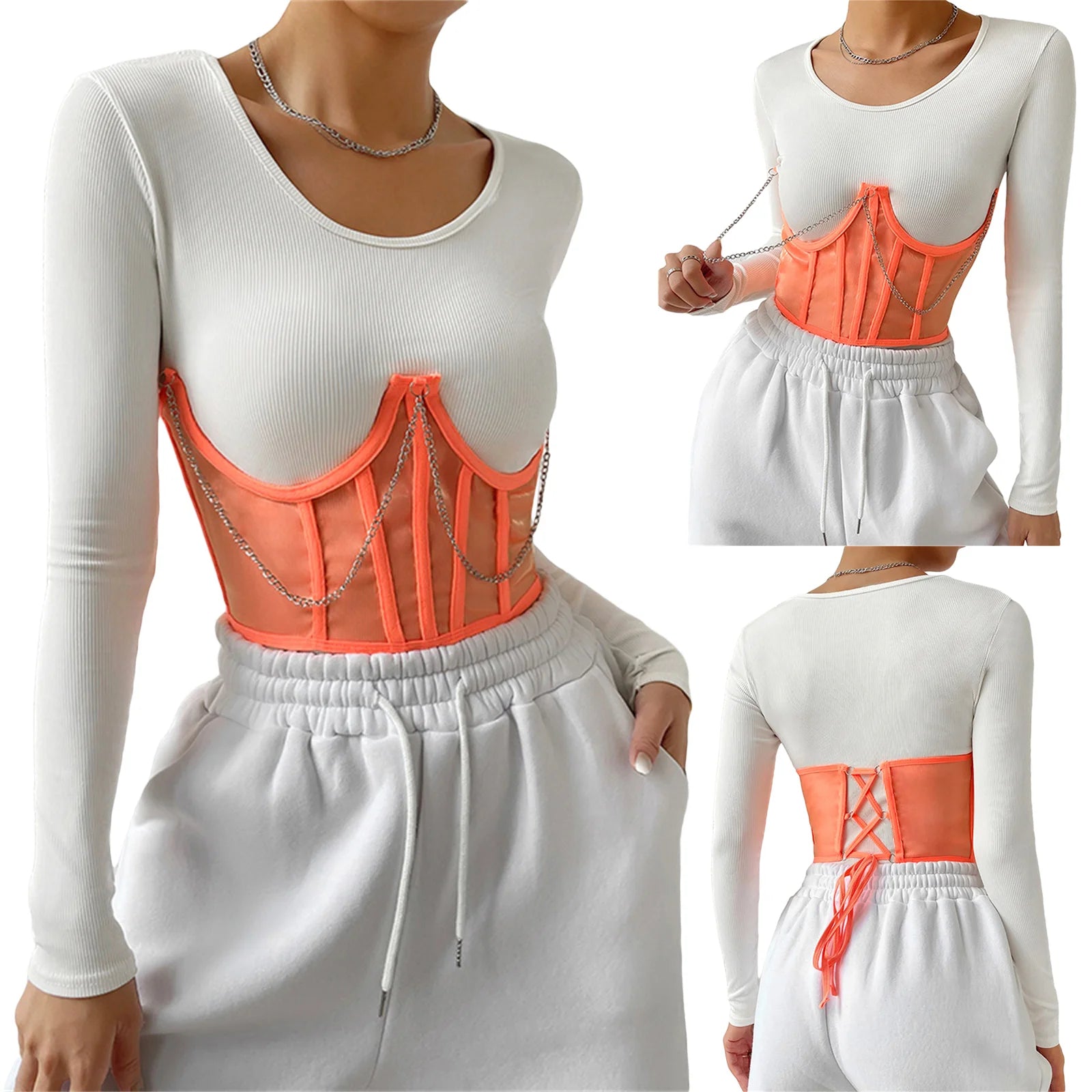 Women Corset Bustier Crop Top Lace-up Bandage Black Gothic Leather Underbust Suspender Cami Vest Waist BodyshaperTank Cummerbund