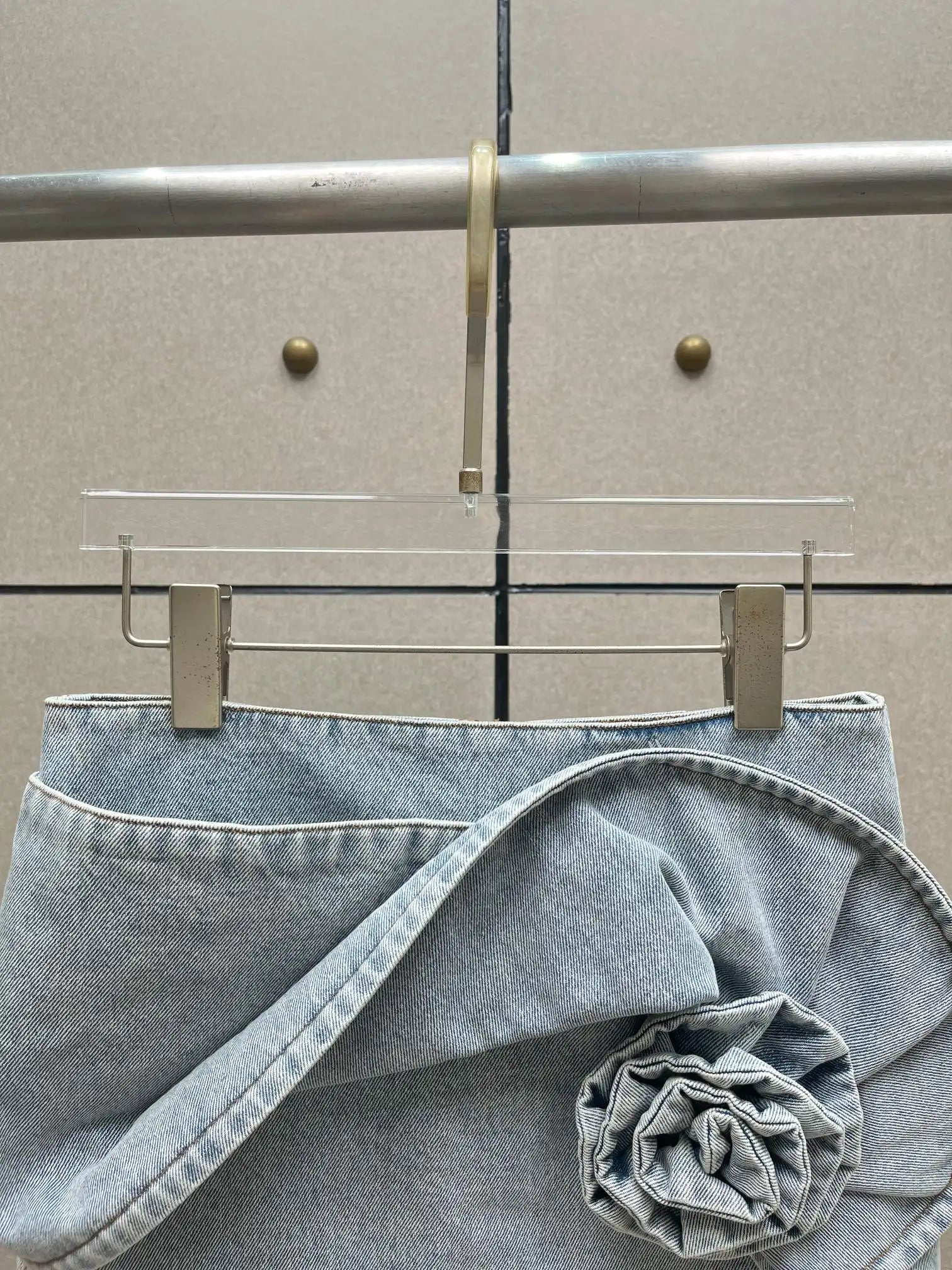 Rose Decoration Low Waist Women's Denim Skirt Y2K Temperament High Street Mini Half-body Skirt 2025 Summer New