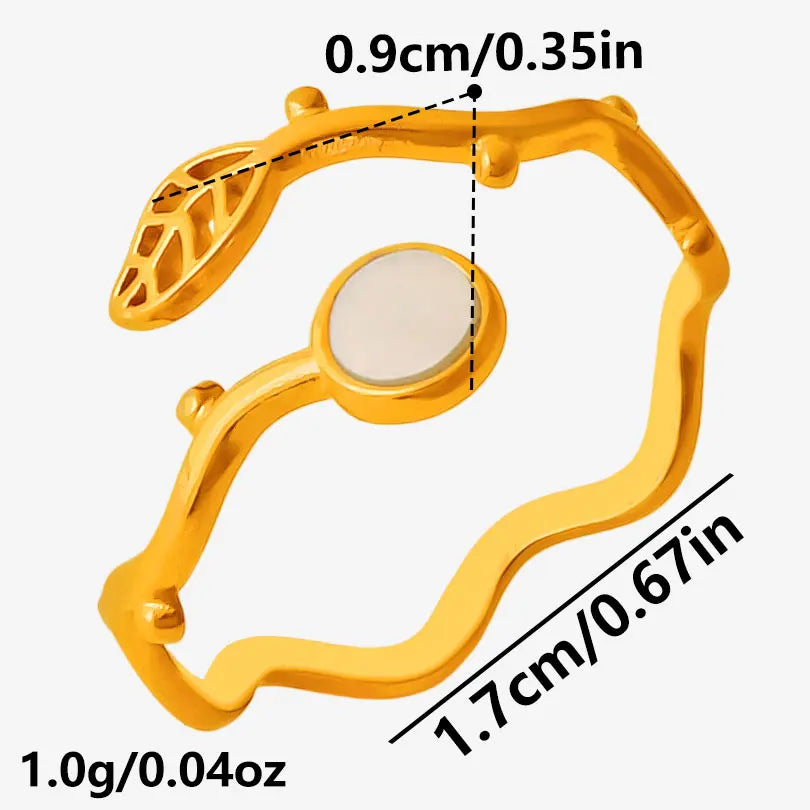 Sea Jewelry Shell Leaf Geometric Round Stainless Steel Rings For Women Men Accessories Open Adjustable Ring Beach Holiday Bagues