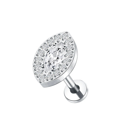 1PC Titanium Zircon Star Flower Labret Piercing for Women Cartilage Tragus Daith Helix Stud Earring Body Jewelry TC067-1 1.2x8mm