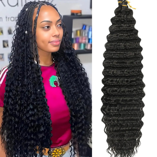 Synthetic Curly Braiding Hair 30 Inch Ocean Wave Crochet Hair for Black Women Long Deep Wave Wet and Wavy Braiding Hair Badiee Stylez