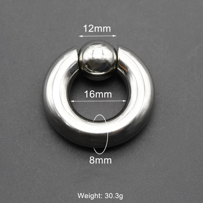 1Pc Large Gauges Stainless Steel CAPTIVE SPRING BEAD RING for Septum Piercing BCR Nose Ring Hoop Expander Earlobe Earrings 00G 8x16-12mm 1 Piece