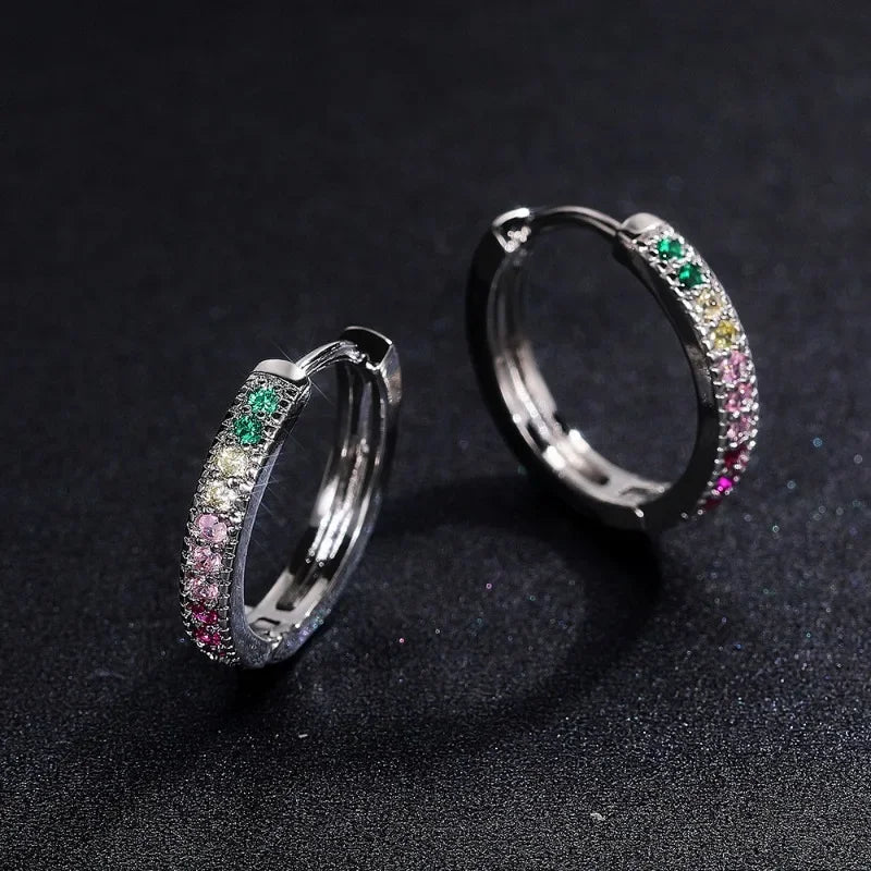 Crystal Cubic Zirconia Lymphatic Drainage Earrings Colorful Crystal Hoop Earrings Weight Loss Slimming Earrings Fashion Jewelry