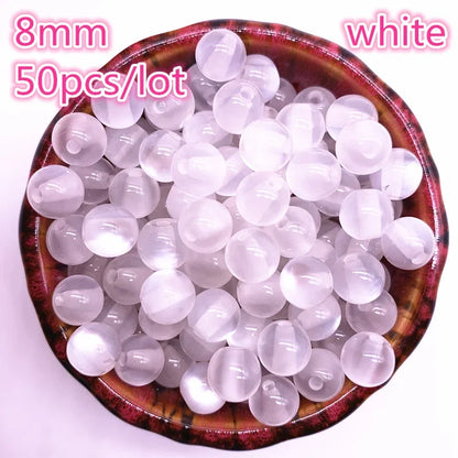 50-200pcs 8mm Imitation Natural Opal Beads Round Resin Spacer Beads for Jewelry Making DIY Bracelet Accessories 06 50pcs